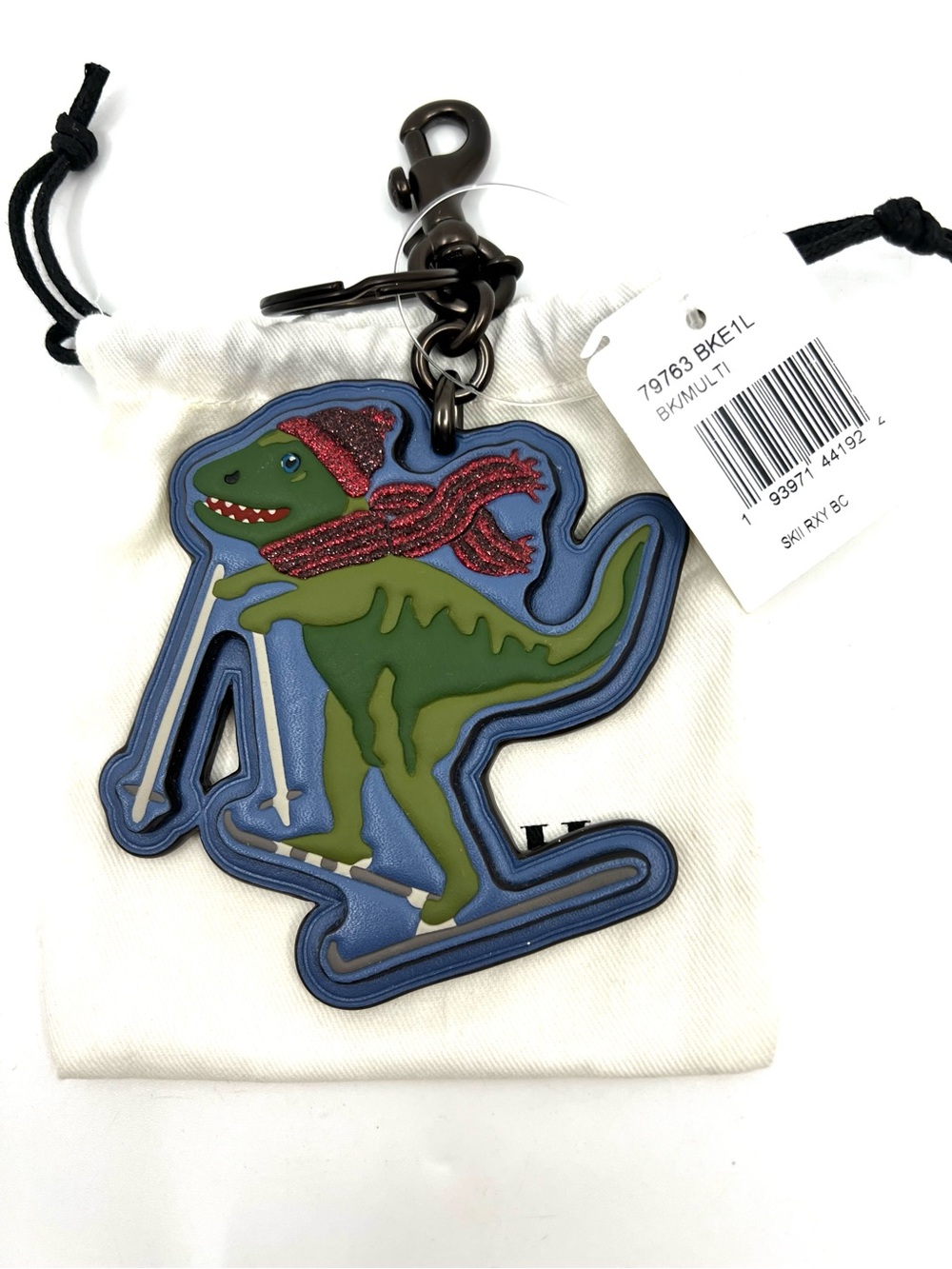 Coach Rexy Skiing Blue Leather Bag Charm Key Ring Style 79763